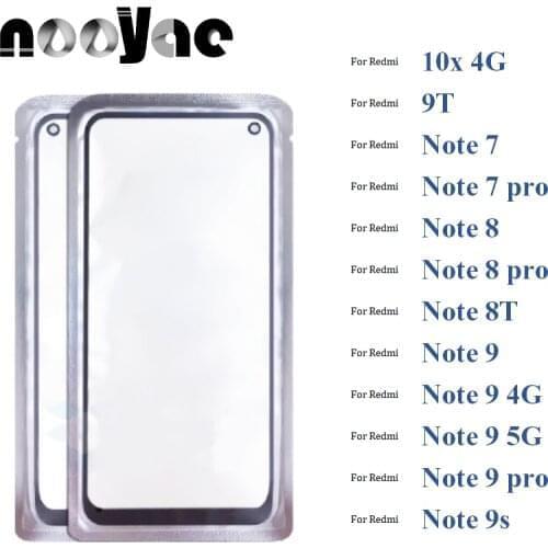 Black Digitizer LCD Sensor Glass For Xiaomi Redmi Note 7 8 8T 10x 9T 9 Pro 9s Touch Screen Glass lens Panel + With OCA Film