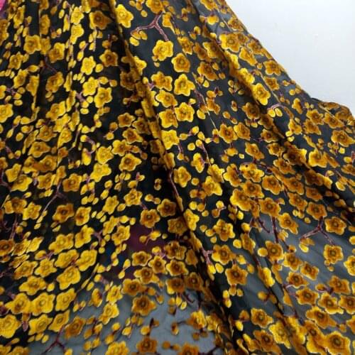 Flocked rayon DIY fabric 140cm width swiss dot flower fabric wedding dress material fabric 1M/lot