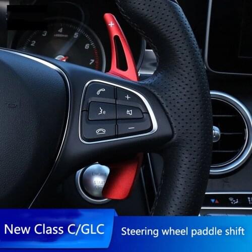 2Pcs Steering Wheel Paddle Shifter Extension Aluminum Alloy Shift Paddle for Mercedes Benz W205 C/E/GLA /GLC Class 2015 -2019