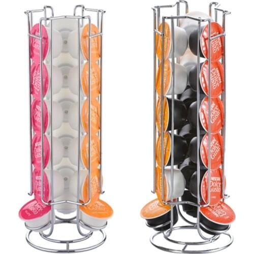 High quanlity Metal Coffee Pods Holder Tower Chrome Plating Stand Coffee Capsule Storage Rack Dolce Gusto Capsule 2019