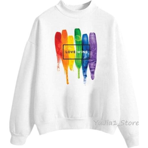 Sexy rainbow color lip print Pride Lgbt hoodies women winter warm clothes cute sweatshirt hipster streetwear sweat femme hoddie