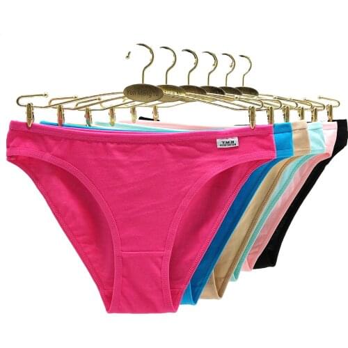 Cotton Ladies Underwear Wholesale Women Panties for Business Mix Colors Bulk 12pcs Lot Solid Triangle Briefs
