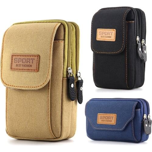 2021 Universal Canvas Mobile Phone Bag Belt Waist Packs for Man Wallet CellPhone Pouch Pocket Handbag for male fanny pack men