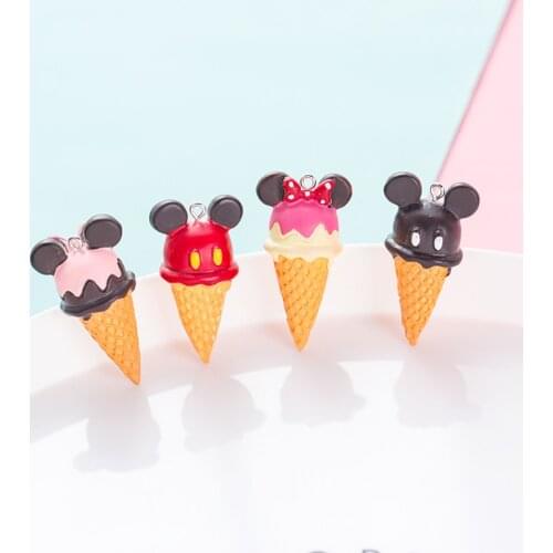 3PCS/Lot New 3D Resin Ice Cream Keychain Charms With Hook For DIY Jewelry Making Necklace Keyring Keychain Accessories Charm