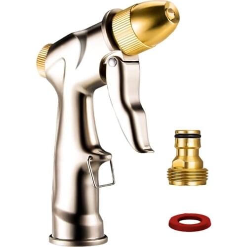 4 Adjustable Patterns High Pressure Garden Spray Gun Heavy Duty Hose Metal Lawns Shower Pets Car Washing Cleaning Spray Gun