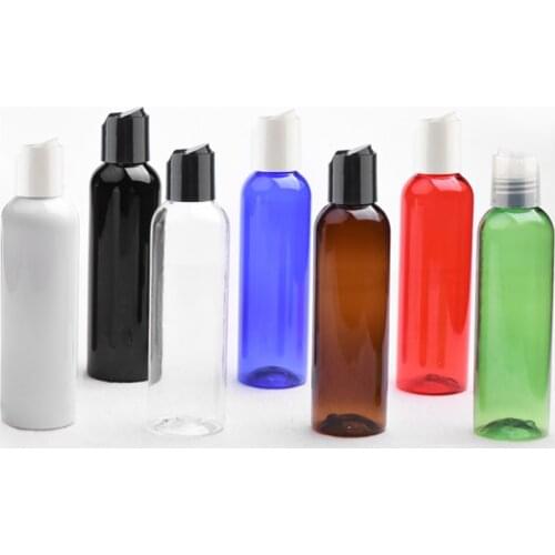 50pcs 120ml Empty white black cosmetic PET bottle with disc top cap,cream bottle/container,shampoo Shower Gel Liquid soap bottle