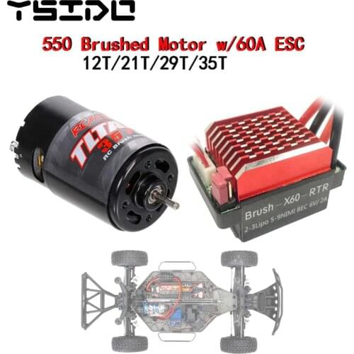 550 Brushed Motor 12T 21T 29T 35T 60A ESC for 1:10 RC Crawler Axial SCX10 AXI03007 JL 90046 Traxxas TRX4 TRX6 RC Car Boat Parts