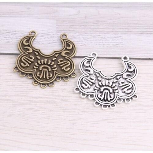 SWEET BELL 8pcs 39*40mm Two Color Necklace Connection Charms Jewelry Diy Necklace Connector Charms For Necklace Making