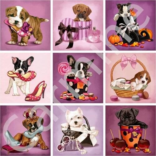 Diamond Painting DIY 5D Cartoon Animal Dog Cross Stitch Mosaic Picture Wall Sticker Full Round&Square Drill Kids Room Decoration