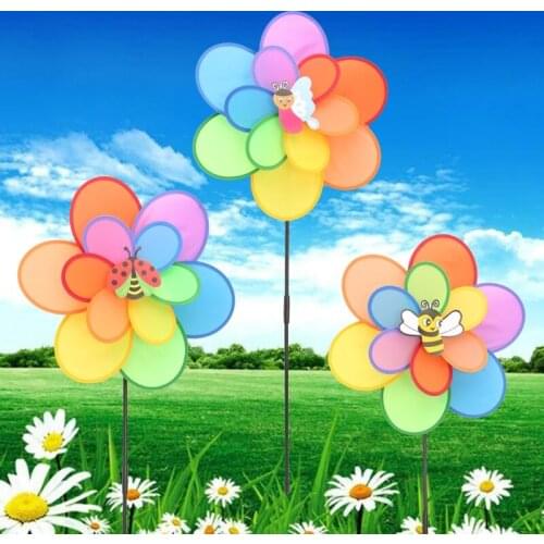 Larger Double Layer Insect Windmill Wind Spinner Kids Toy Yard Garden Decoration Y4QA
