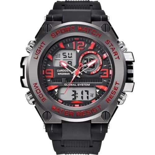 CURDDEN Luxury Brand Watches Mens Fashion Rubber Band Dual Time Watch Male Chronograph Waterproof Military Sports Wristwatches