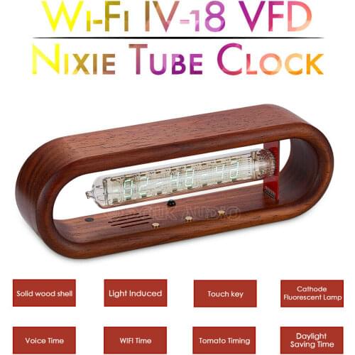 Nobsound Vintage ИВ / IV-18 VFD Nixie Tube Clock Wecker Alarm Tomato Timing Wooden WiFi Remote Control Fluorescent Display