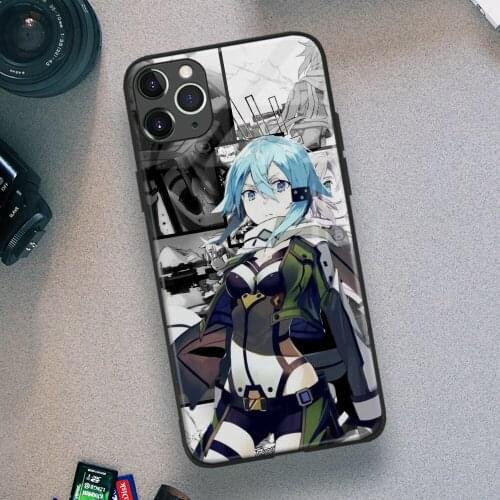 Asada Shino Sword Art Online Phone Case for iPhone 11 12 Mini Pro XS Max X XR 6 7 8 SE Plus Samsung Soft TPU Glass Cover Shell