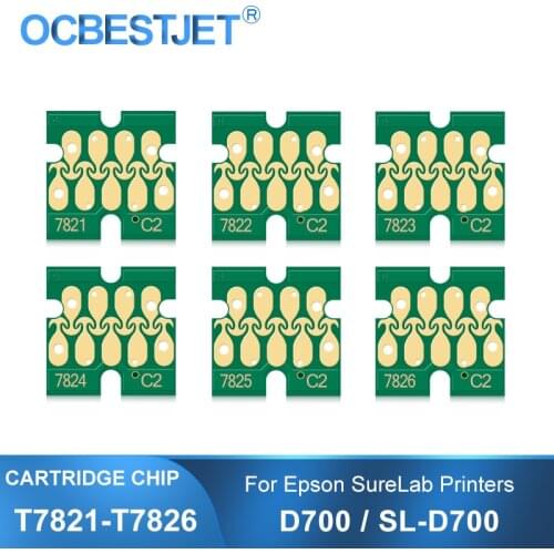 6Colors/Set New Upgrade T7821-T7826 Ink Cartridge Chip For Epson SureLab D700 SL-D700 Printer T7821 Ink Cartridge Stable Chips