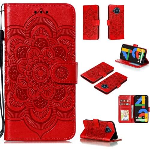 Datura Flower Embossed Pu Leather Phone Case for Nokia 8.3 5G Card Slot Wallet Photo Frame Kickstand Back Cover
