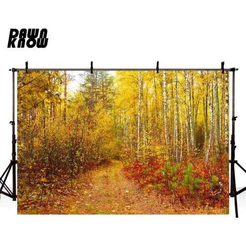 DAWNKNOW Fallen Leaves Photography Background Yellow Forest Photo Shoot Backdrops Family Children Photocall Photo Studio lv906