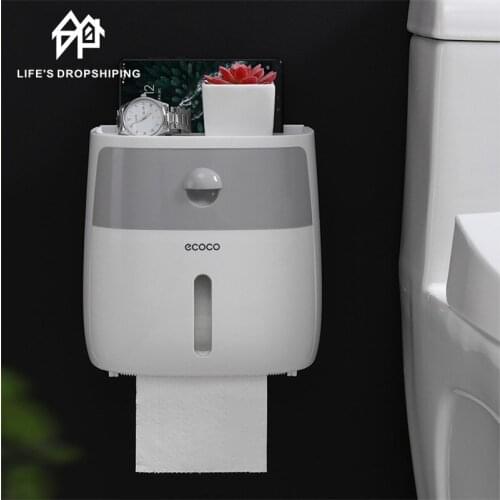 Toilet Paper Holder Waterproof Wall Mounted Toilet Paper Tray Roll Paper Tray Tissue Box Tube Storage Box Shelf Bathroom Product