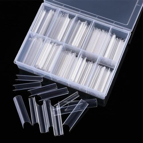 Long Square False Nail Tips C Curved Straight Nails Manicure Nail Art Decoration Tools Artificial Acrylic Fake Nails