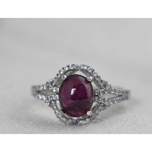 FNJ 925 Silver Ring for Women Jewelry 100% Original Pure S925 Sterling Silver Rings Ruby Natural Garnet White Zircon