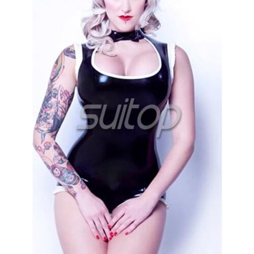 Uniform latex catsuit RUBBER BODY SUITS TEDDIES FOR WOMEN LADY COSPASY MAID