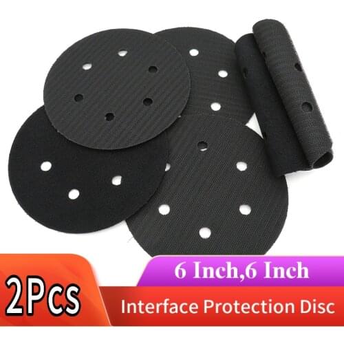 2 PCS 6 Inch 6-Hole 150mm Protection Disc Interface Pad Black Power Tools Accessories for Polishing & Grinding - Hook and Loop