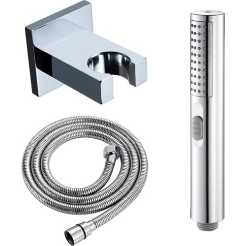 Brass Silver Handheld Shower Head Wall Mounted Shower Holder with Hose Connector Set