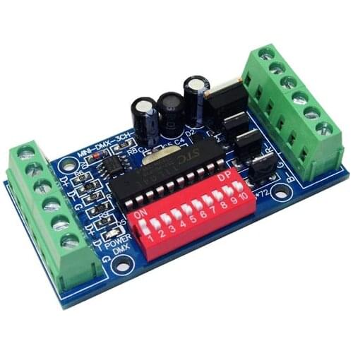 MINI 3 channel DMX512 RGB controller easy 3CH DMX512 decoder DC5-24V input each channel max 15A