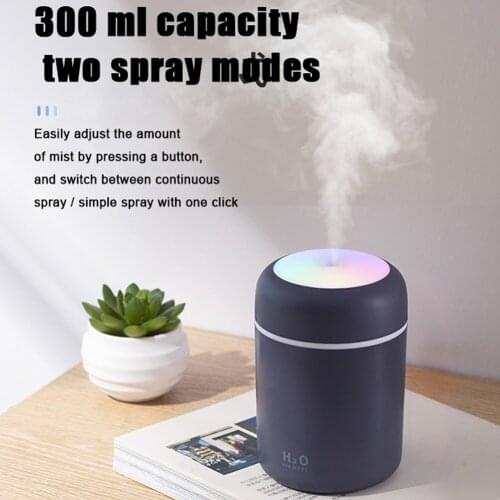 300ml Mini Air Humidifier Low Noise Aroma Essential Oil Diffuser for Home Mist Spray USB Humidifier With LED Lamp Air Purifier