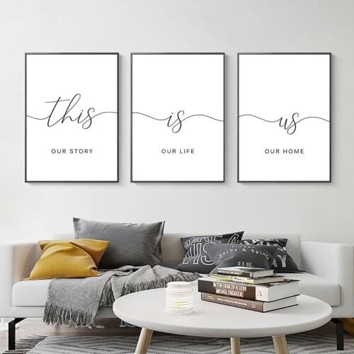 Minimalist Black White Canvas Painting This Is Us Our Life Our Story Our Home Poster and Print Wall Art Picture Home Decor TB25