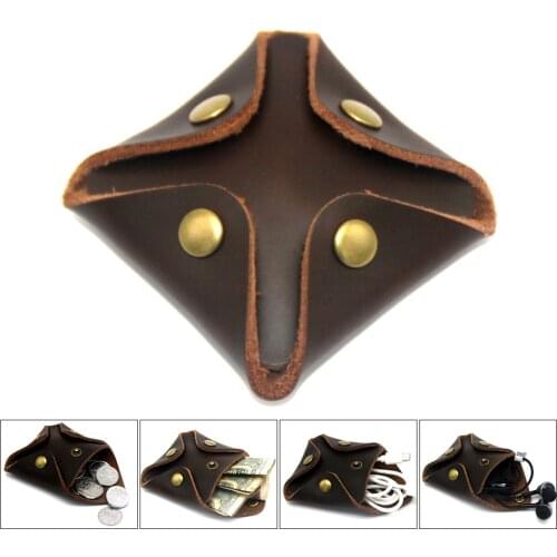 Men Fashion Durable Gift Vintage Pockets Mini Handbag Solid Buckle Coin Purse Artificial Leather Portable Casual