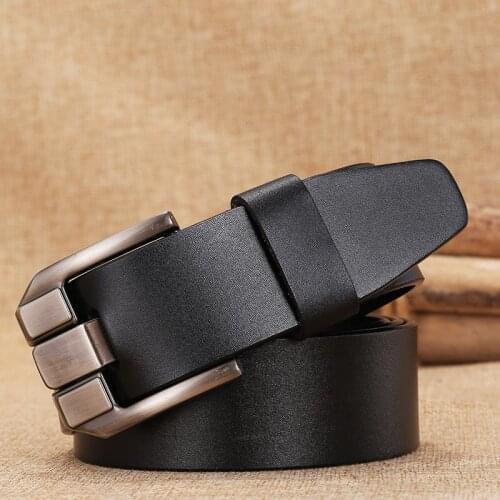 [HIMUNU] Brand Cowhide Genuine Leather Belts for Men Fashion Designer Vintage Pin Buckle Belt Men