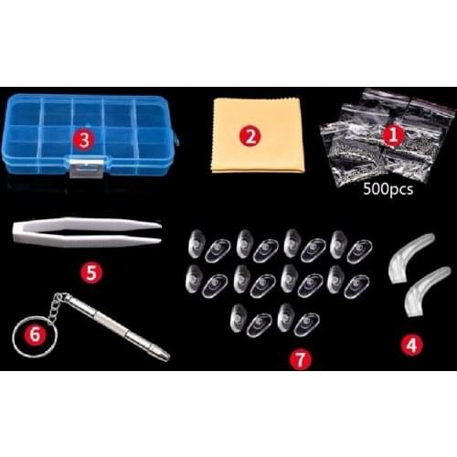 Glasses Sunglasses Eye Glass Repair Kit Screws Nuts Pads Optical Repair Tool Set 2XPC