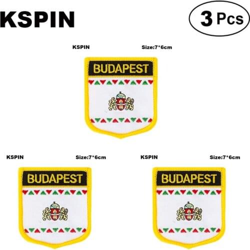Budapest Flag Embroidery Patches Iron on Saw on Transfer patches Sewing Applications for Clothes in Home&Garden