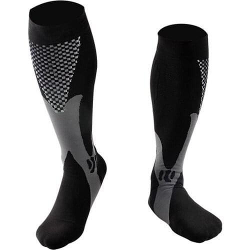 Solid Color Compression Socks Knee High Anti Fatigue Flight Running Varicose Quick Dry Elasticity Men Women Outdoor Sports