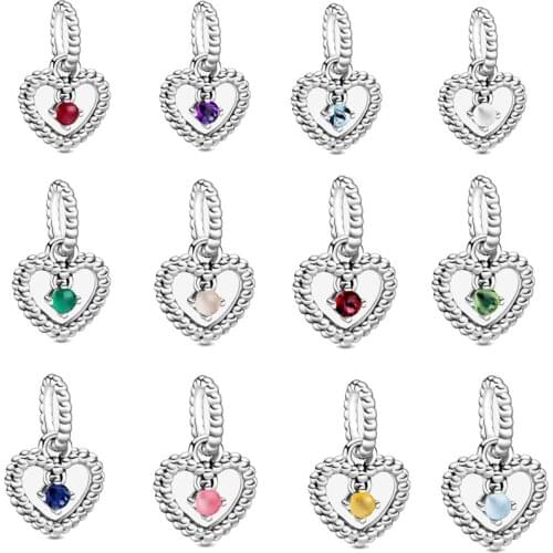 NEW original 12 month birthday dangle pendant diy bead fit Original Pandora charms silver 925 Bracelet trinket jewelry for women