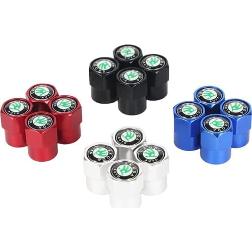New 4PCS Auto Wheel Tire Valve Stem Caps Cover For skoda octavia fabia rapid yeti Kodiaq superb octavia a 5 a 7 Car accessories