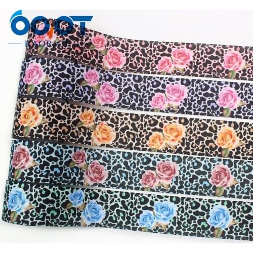 OOOT BAORJCT I-19906-2104,38mm,10yards Spring Rose Thermal transfer Printed grosgrain Ribbons,Clothing bow cap DIY decorations
