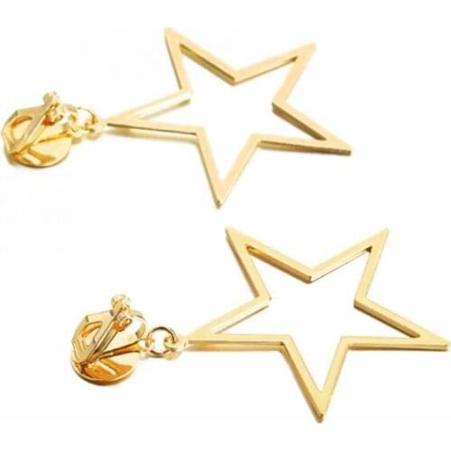 A Pair Of Fashion Hollow Pentagram Star Earrings Personalized Simple Pentagram Star Ear Clip