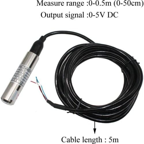 0-50cm water level transmitter sensor 0-0.5m 0-5V Output Integral Liquid Oil Water Level Sensor Transmitter Probe Detect
