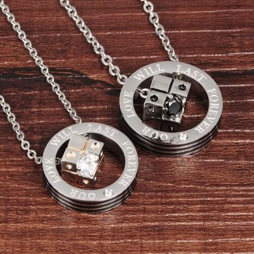 Simple Cube Couple Pendant Necklace Wedding Street Fashion Titanium Steel Necklace Couple Jewelry