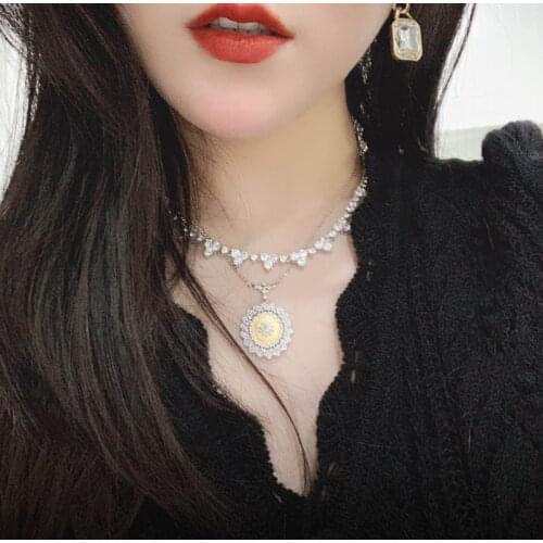 Europe America Luxury Necklaces Inlay Eight Heart Eight Arrow Shiny Zircon Trendy Jewelry Womens Wedding Party Clavicle Chain