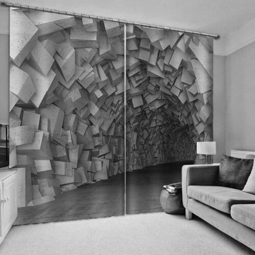 Luxury Blackout 3D Window Curtains For Living Room Bedroom grey tunnel curtains 3D Window Curtains For Living Room Bedroom