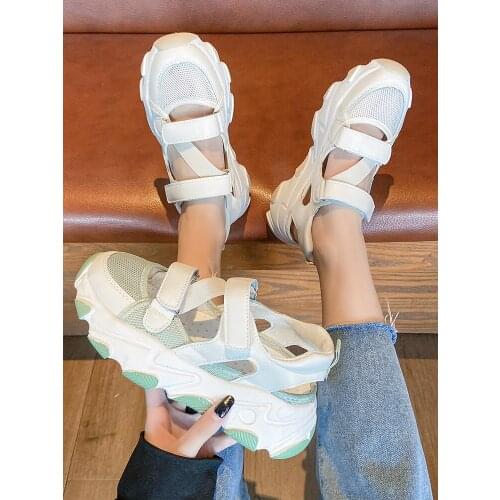 Hot Sale Color Matching Platform Hollow Ladies Sports Sandals Summer Fashion Student Single Shoes Comfortable Large Size 35-40