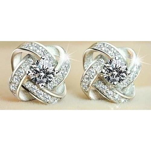 Huitan Luxury Fashion Female Earrings for Wedding Engagement Shiny Cubic Zirconia Crystal Women Stud Earrings Statement Jewelry