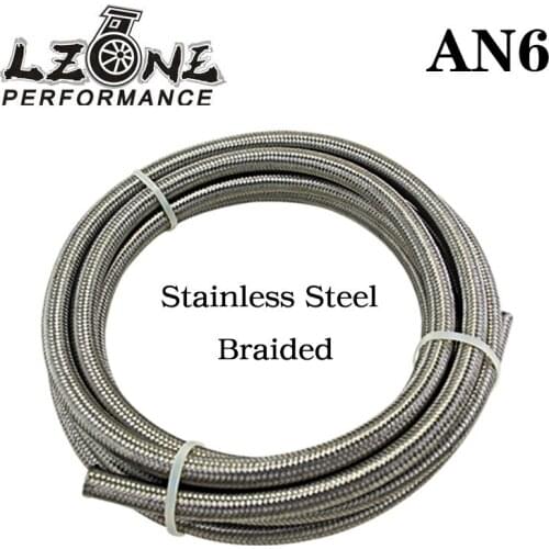 LZONE - AN6 6AN AN -6 (8.6MM / 11/32" ID) STAINLESS STEEL BRAIDED FUEL OIL HOSE 5 METER / 5M JR7112