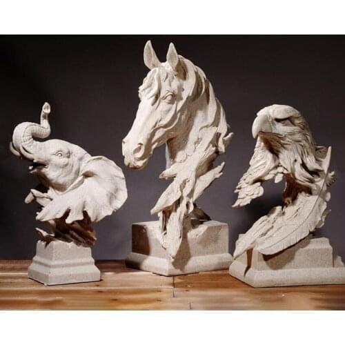 Nordic White Resin Horse Head Statue Home Decoration Crafts Livingroom Desktop Animal Ornaments Modern