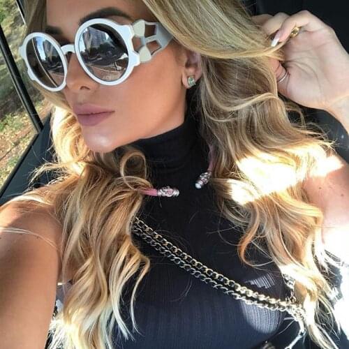 Women Round Sunglasses New Trendy Brand Designer Retro Sun Glasses Chic Hollow Frame Eyewear For Men Women UV400 lente