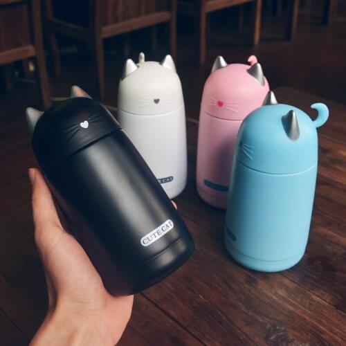 Cute Cat Thermos Cup Kids Thermo Mug Drinkware Child 330ml Water Bottle Stainless Steel Vacuum Flask Portable Leak-proof Tumbler