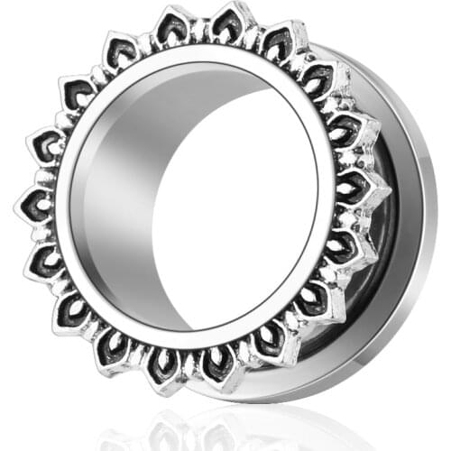 Stainless Steel Flower Ear Tunnels Plug Screw Fit Colorful Ear Flesh Gauge Ear Expanders Piercing Jewelry 00 gauges for women