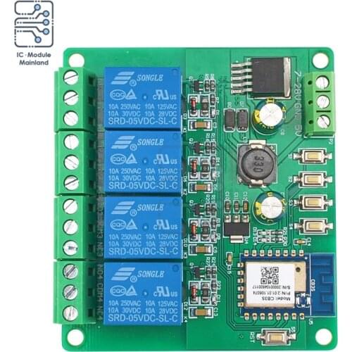 Tuya Quad WiFi Remote Relay Module Mobile APP Control Smart Switch 5V 10A/250V AC 10A/30V DC Relay Module